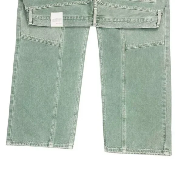 NWT AGOLDE Cooper Cargo High Rise Straight Leg Jean Sz 34 Salamander Green - Picture 12 of 16